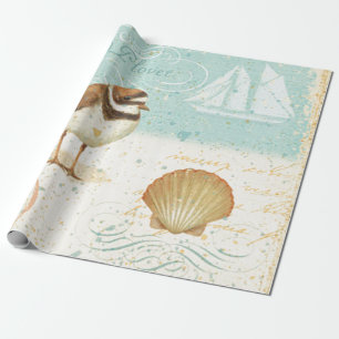 Papier Cadeau Scène vintage de plage