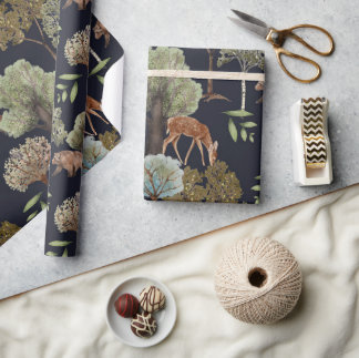 Papier Cadeau Scène Woodland Motifs sans couture