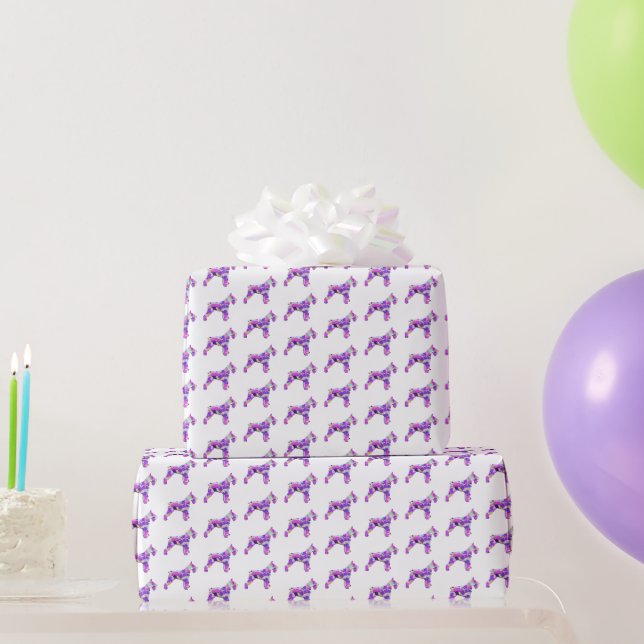 Papier Cadeau Schnauzer Chien mignon Silhouette Purple PY&B Blan (Cadeaux de fête)