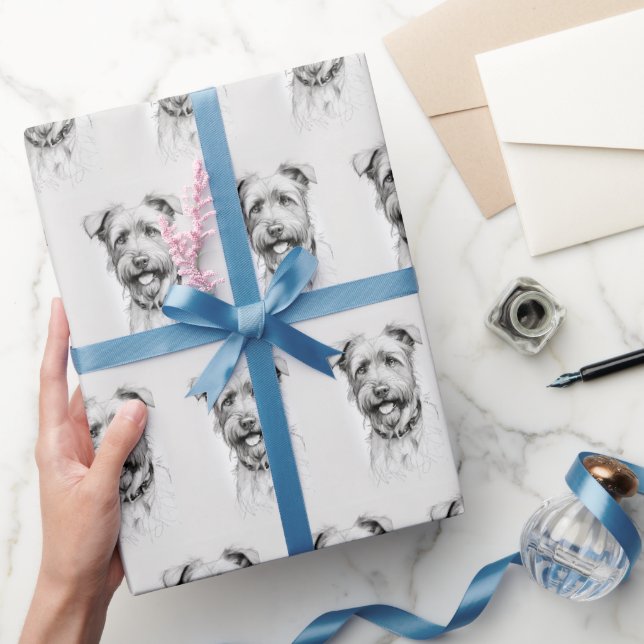 Papier Cadeau Schnauzer - Portrait croisé crayon (Cadeaux)