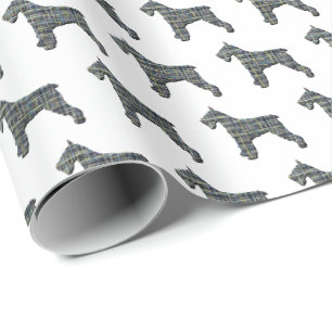 Papier Cadeau Schnauzer Silhouette Jaune & Grille Noire