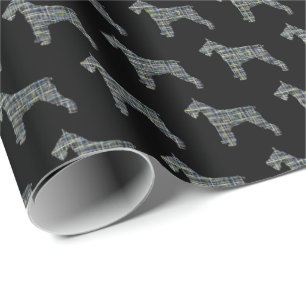 Papier Cadeau Schnauzer Silhouette Jaune & Grille Noire