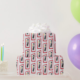 Papier Cadeau Schrödinger's Cat Mid Century Rouge moderne
