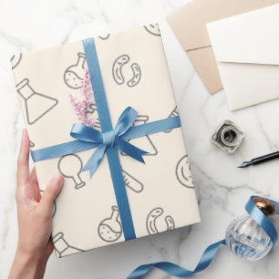 Papier Cadeau Science Lab Équipement Chimie à crème jaune