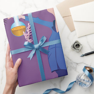 Papier Cadeau Scientifique Fou Tenant un Bécher Amusant Science