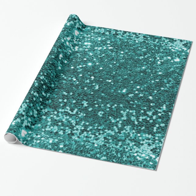 Papier Cadeau Scintillement de Faux de turquoise (Déroulé)