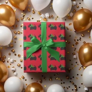 Papier Cadeau Scotty Chien et Tartan Joyeux Noël