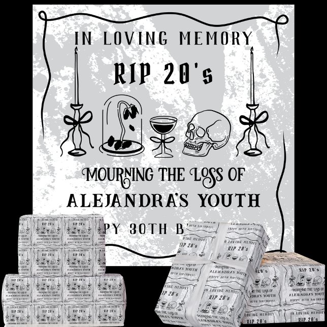 Papier Cadeau Scribble RIP 20s Death to My Youth 30th Birthday (Créateur téléchargé)