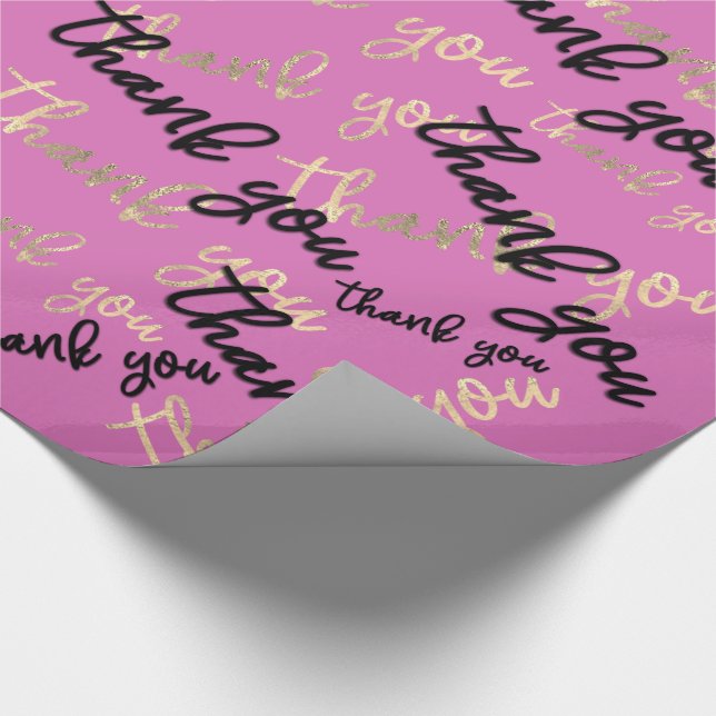 Papier Cadeau Script de calibrage en or noir Merci (Coin)