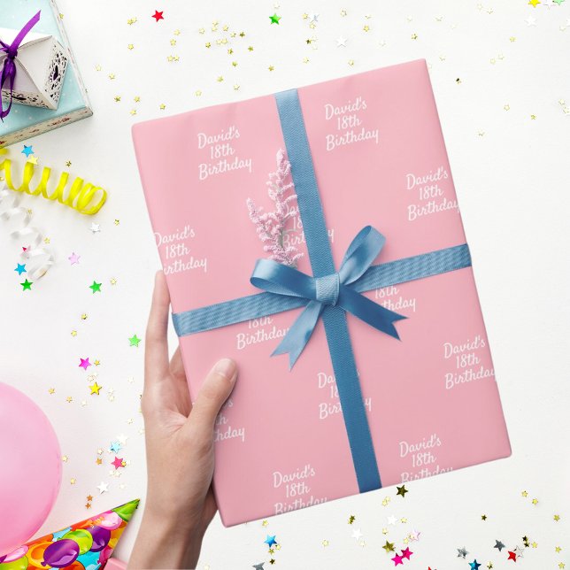 Papier Cadeau Script de nom rose pâle (Créateur téléchargé)