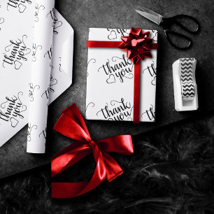 Papier Cadeau Script minimal simple Merci de marque classique