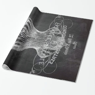Papier Cadeau Scripts de tableau noir rétro corset de lingerie v