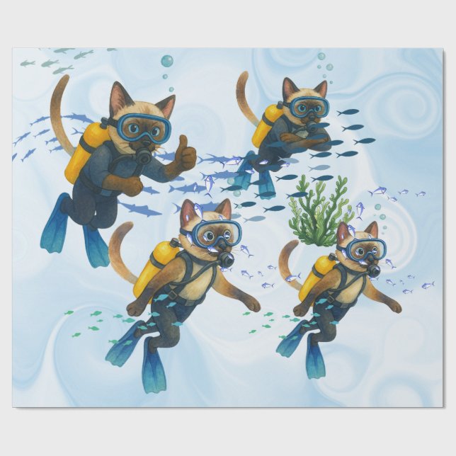 Papier Cadeau Scuba Cats are diving  Underwater  (Plat)