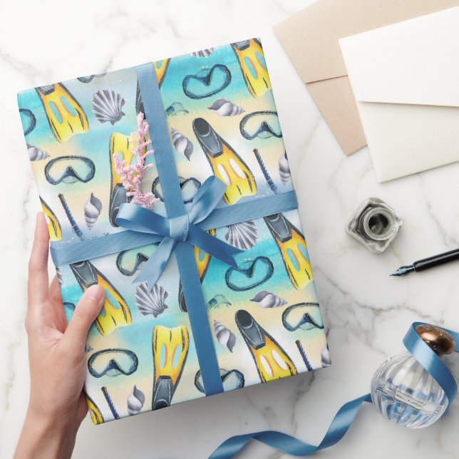 Papier Cadeau Scuba Snorkel Anniversaire Party Blue (Cadeaux)