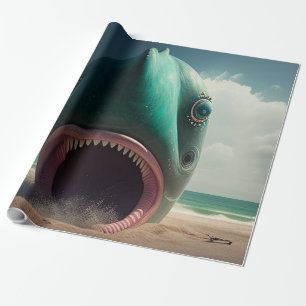 Papier Cadeau Sculpture de requin sur la plage