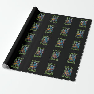 Papier Cadeau Se détendre avec mes zombies Halloween garçons enf
