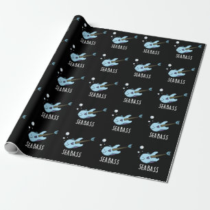 Papier Cadeau Sea Bass Funny Bass Guitare Poisson Pun Dark BG