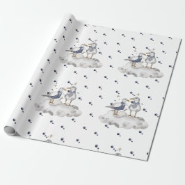 Papier Cadeau Seagull Adventure Baby | Thème Océan Nautique