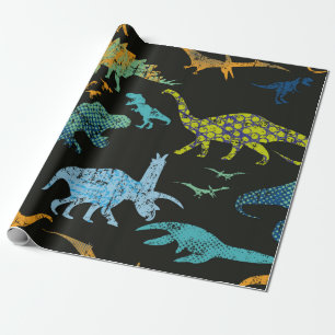 Papier Cadeau Seamless Dino pattern. Original design with t-rex,
