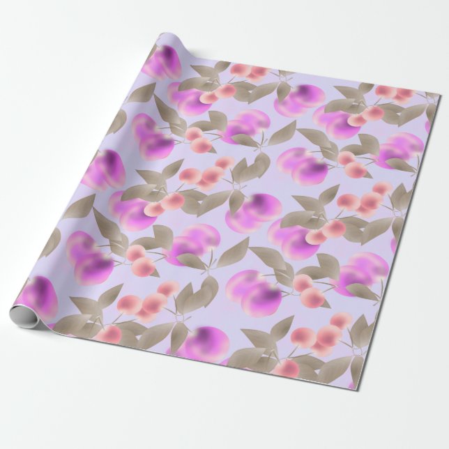Papier Cadeau Seamless light plum fruits purple berries cherry p (Déroulé)