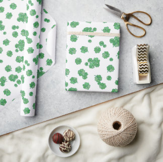 Papier Cadeau Seamless Lucky Four-Leaf Clover Pattern