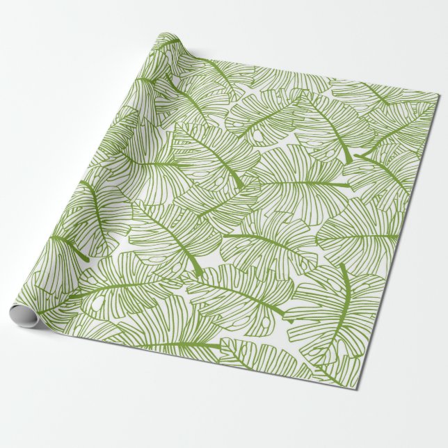Papier Cadeau Seamless pattern Monstera leaves background. Flora (Déroulé)