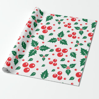 Papier Cadeau Seamless pattern of holly berry leaves