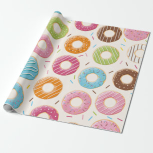Papier Cadeau Seamless pattern with colorful tasty glossy donuts