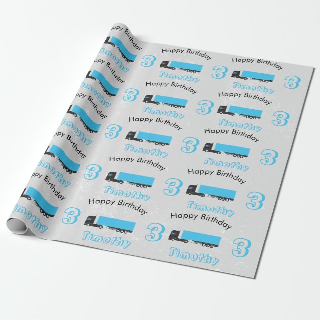 Papier Cadeau Semi-remorque Camion Transport Camions Anniversair (Déroulé)