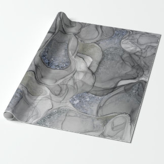 Papier Cadeau Sensations de marbrage gris argenté