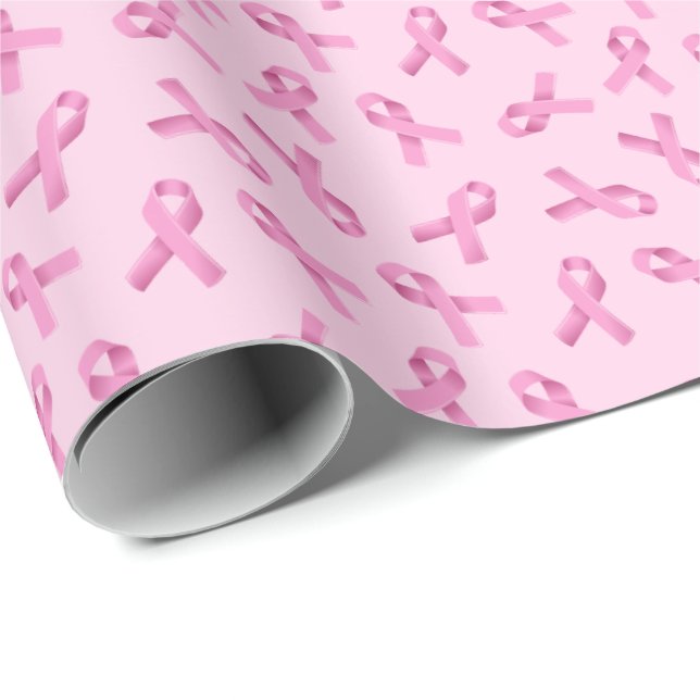 Papier Cadeau Sensibilisation au cancer du sein Motif de ruban r (Coin rond)