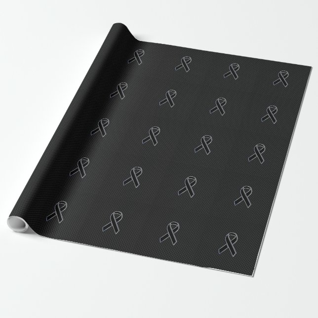 Papier Cadeau Sensibilisation au ruban Fibre de carbone noire (Déroulé)