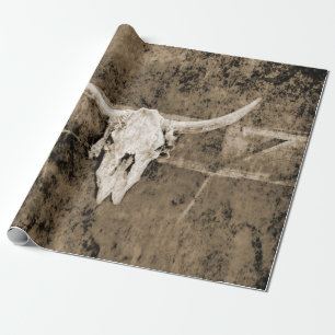 Papier Cadeau Sepia Ouest Texture Brown Cowboy Taureau