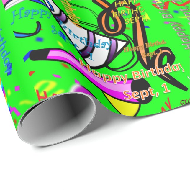 Papier Cadeau sept, 1 anniversaire de enfant (Coin rond)