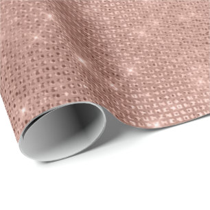 Papier Cadeau Séquin rose Or Blush Cristaux étincelantes Fille