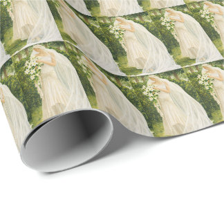 Papier Cadeau Serenity in Ivory: A Bride in a garden