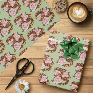 Papier Cadeau Serpent des blés vibrant Fleurs de pivoine roses V