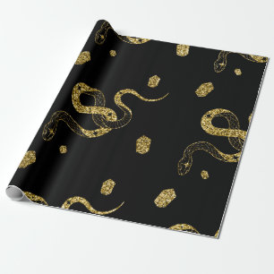 Papier Cadeau Serpent noir doré effrayant Tour céleste ou farce