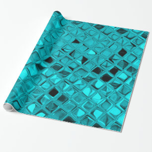 Papier Cadeau Serpentine turquoise Girly métallique brillante d