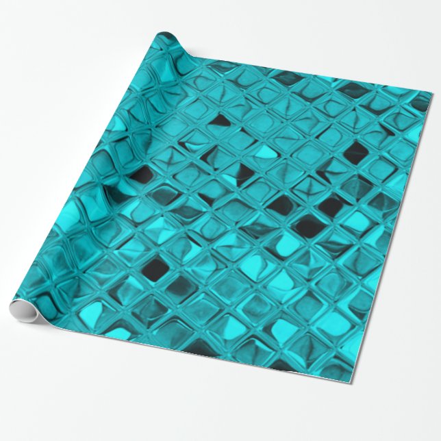 Papier Cadeau Serpentine turquoise Girly métallique brillante de (Déroulé)