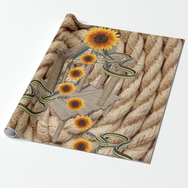Papier Cadeau Serpents de corde de tournesol Papier d'enveloppem (Déroulé)