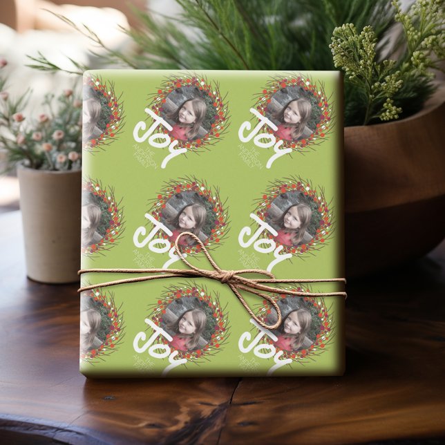Papier Cadeau Serre Berry de vacances avec joie et sur mesure en (Personalized Photo Wrapping Paper)