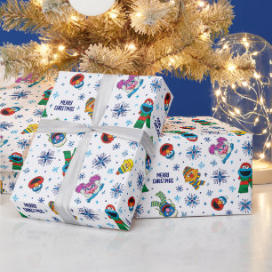 Papier Cadeau Sesame Street Noël Snowflake Motif
