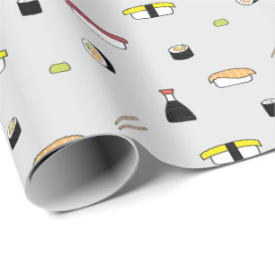 Papier Cadeau Set de rouleaux de sushi mignon Motif Nigiri Maki