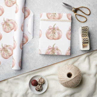 Papier Cadeau Shabby Chic Rose Floral Citrouille Coquette Automn