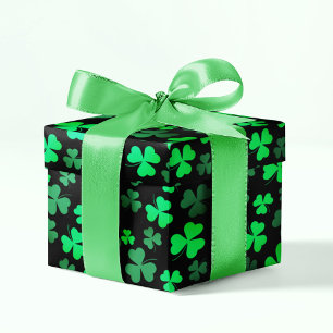 Papier Cadeau Shamrock Clover vert noir 3 Jour de la Saint Patri