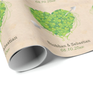 Papier Cadeau Shamrock Mariage irlandais Heart