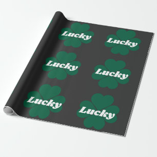 Papier Cadeau Shamrocks de St. Patty   caboton vert