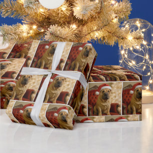 Papier Cadeau Shar-pei Chien de Noël