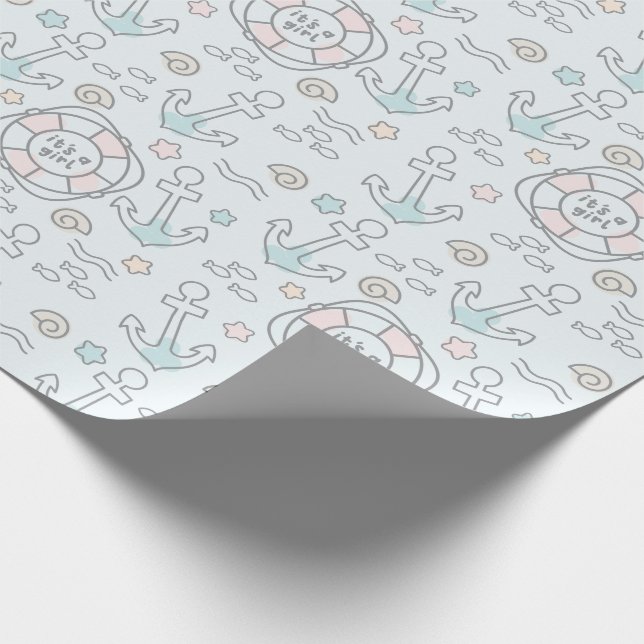 Papier Cadeau Shark C'est une fille (Coin)